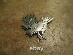 1 1/2 UNIQUE Old Navajo Sterling Silver OWL Pin