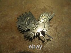 1 1/2 UNIQUE Old Navajo Sterling Silver OWL Pin