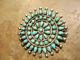 1 15/16 Extra Fine Old Pawn Zuni Sterling Silver Turquoise Cluster Pin