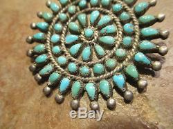1 15/16 EXTRA FINE OLD Pawn ZUNI Sterling Silver Turquoise CLUSTER Pin
