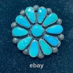1 1960s Native American Petit Point Sterling Silver Cluster Pin Brooch Vtg