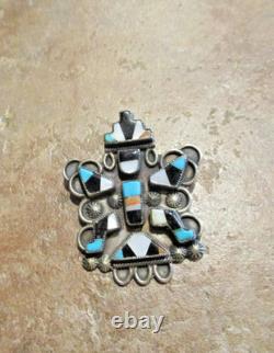 1 5/8 EXCELLENT Old Pawn Zuni Sterling Silver Multi-Stone KACHINA DANCER Pin