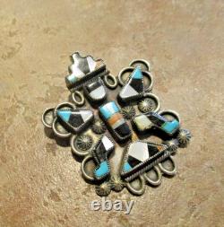1 5/8 EXCELLENT Old Pawn Zuni Sterling Silver Multi-Stone KACHINA DANCER Pin