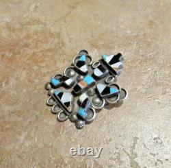 1 5/8 EXCELLENT Old Pawn Zuni Sterling Silver Multi-Stone KACHINA DANCER Pin