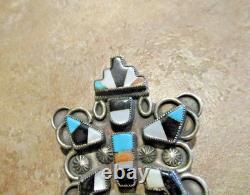 1 5/8 EXCELLENT Old Pawn Zuni Sterling Silver Multi-Stone KACHINA DANCER Pin