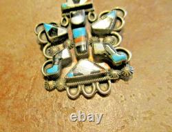 1 5/8 EXCELLENT Old Pawn Zuni Sterling Silver Multi-Stone KACHINA DANCER Pin