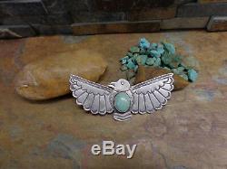 #1 Navajo Thunderbird Turquoise Brooch Pin Sterling Native Old Pawn Fred Harvey