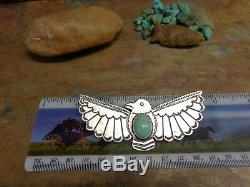 #1 Navajo Thunderbird Turquoise Brooch Pin Sterling Native Old Pawn Fred Harvey