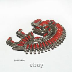 1 exquisite vintage h & a bowekaty zuni rainbow man coral pendant/pin #123d