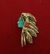 14k Yg Headdress Pendant Pin With Carved Turquoise Native American Profile
