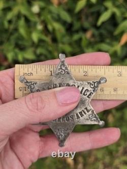 1930/40's APACHE SAN CARLOS AZ TRIBAL POLICE BADGE STERLING SILVER BROOCH PIN
