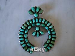 1930's Navajo Zuni Naja Cerrillos Turquoise Cluster Cast Sterling Pendant Pin