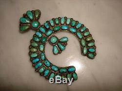 1930's Navajo Zuni Naja Cerrillos Turquoise Cluster Cast Sterling Pendant Pin