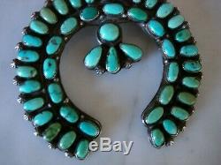 1930's Navajo Zuni Naja Cerrillos Turquoise Cluster Cast Sterling Pendant Pin