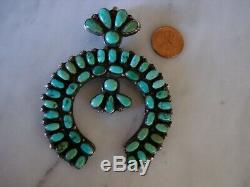 1930's Navajo Zuni Naja Cerrillos Turquoise Cluster Cast Sterling Pendant Pin