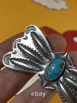 1930s or 40sNative American Navajo Blue Turquoise Large Bow Pin SIGNED