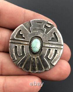 1940's Fred Harvey Era Navajo Sterling Silver & Turquoise THUNDERBIRD Pin Brooch
