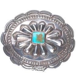 1940's Vintage Navajo sterling silver turquoise concho pin/brooch withturquoise