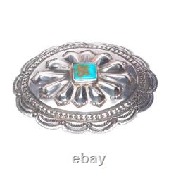 1940's Vintage Navajo sterling silver turquoise concho pin/brooch withturquoise