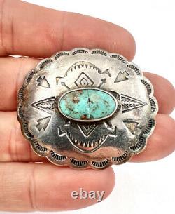 1940s Fred Harvey Era Navajo Arrow Sterling Silver Royston Turquoise Pin Brooch