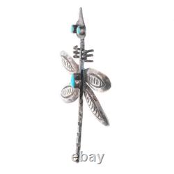 1950's Navajo sterling silver dragonfly brooch/pin withturquoise eyes
