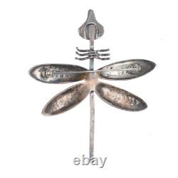 1950's Navajo sterling silver dragonfly brooch/pin withturquoise eyes