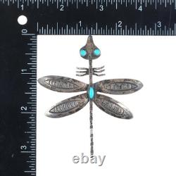 1950's Navajo sterling silver dragonfly brooch/pin withturquoise eyes