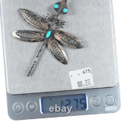 1950's Navajo sterling silver dragonfly brooch/pin withturquoise eyes