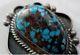 1960s Navajo Old Pawn High Grade Natural Persian Spiderweb Turquoise Brooch Vtg