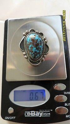 1960s Navajo Old Pawn High Grade Natural Persian Spiderweb Turquoise BROOCH Vtg