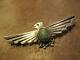 2 1/2 Extra Old Fred Harvey Era Navajo Sterling Turquoise Thunderbird Pin