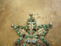 2 1/2 MARVELOUS Old Pawn Zuni Sterling Petit Point Turquoise CLUSTER Pin