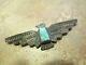 2 1/4 Extra Fine Vintage Navajo Sterling Silver Turquoise Thunderbird Pin