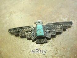 2 1/4 Extra Fine Vintage Navajo Sterling Silver Turquoise THUNDERBIRD Pin