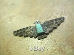 2 1/4 Extra Fine Vintage Navajo Sterling Silver Turquoise THUNDERBIRD Pin