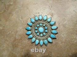 2 1/4 OLDER Vintage Zuni / Navajo PETIT POINT Turquoise Cluster Pin