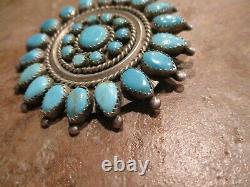 2 1/4 OLDER Vintage Zuni / Navajo PETIT POINT Turquoise Cluster Pin