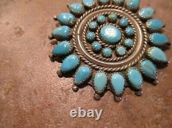 2 1/4 OLDER Vintage Zuni / Navajo PETIT POINT Turquoise Cluster Pin