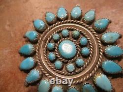 2 1/4 OLDER Vintage Zuni / Navajo PETIT POINT Turquoise Cluster Pin