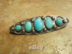 2 3/8 Extra Fine OLD Fred Harvey Era Navajo Graduated Sterling Turquoise Pin