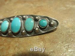2 3/8 Extra Fine OLD Fred Harvey Era Navajo Graduated Sterling Turquoise Pin