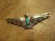 2 5/8 Old Bell Trading Post Navajo Sterling Silver Turquoise Thunderbird Pin