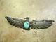 2 7/8 Extra Old Fred Harvey Era Navajo Sterling Turquoise Thunder Bird Pin