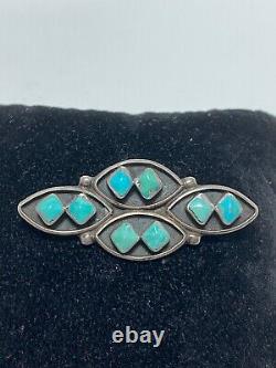 2 Old Pawn 1960's Vintage Native American Sterling Turquoise Cluster Pin Brooch