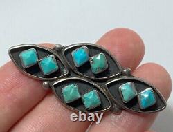 2 Old Pawn 1960's Vintage Native American Sterling Turquoise Cluster Pin Brooch