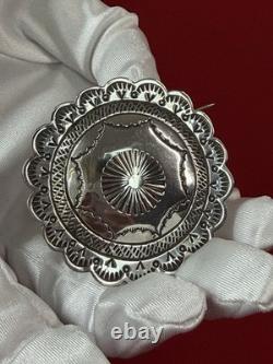 2 Suzie James Navajo Sterling Silver Stamped Concho Brooch Pin