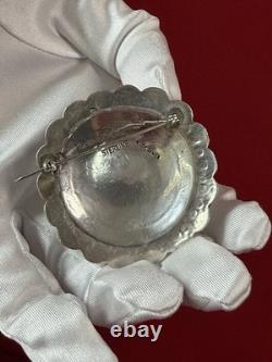 2 Suzie James Navajo Sterling Silver Stamped Concho Brooch Pin