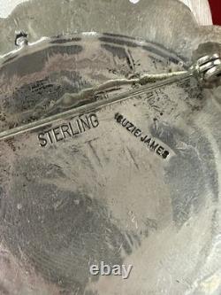 2 Suzie James Navajo Sterling Silver Stamped Concho Brooch Pin