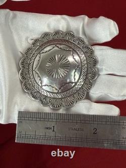 2 Suzie James Navajo Sterling Silver Stamped Concho Brooch Pin