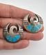 2 Vintage Hopi Sandcast Sterling Silver Flush Turquoise Bird Brooch Pin 2